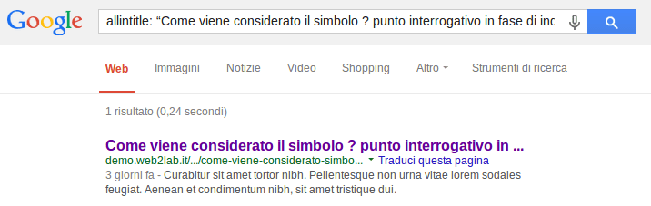 title e caratteri speciali